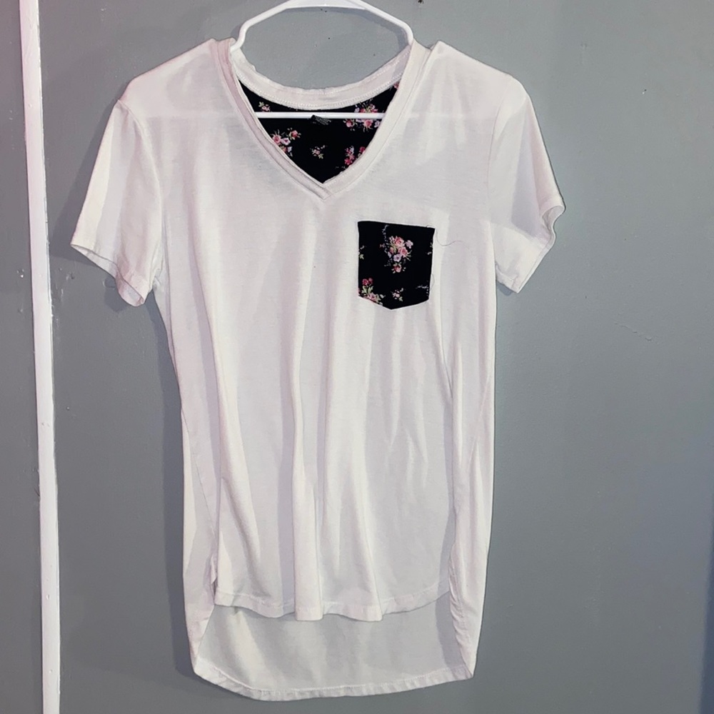 Women’s medium white and floral blouse. Size medium